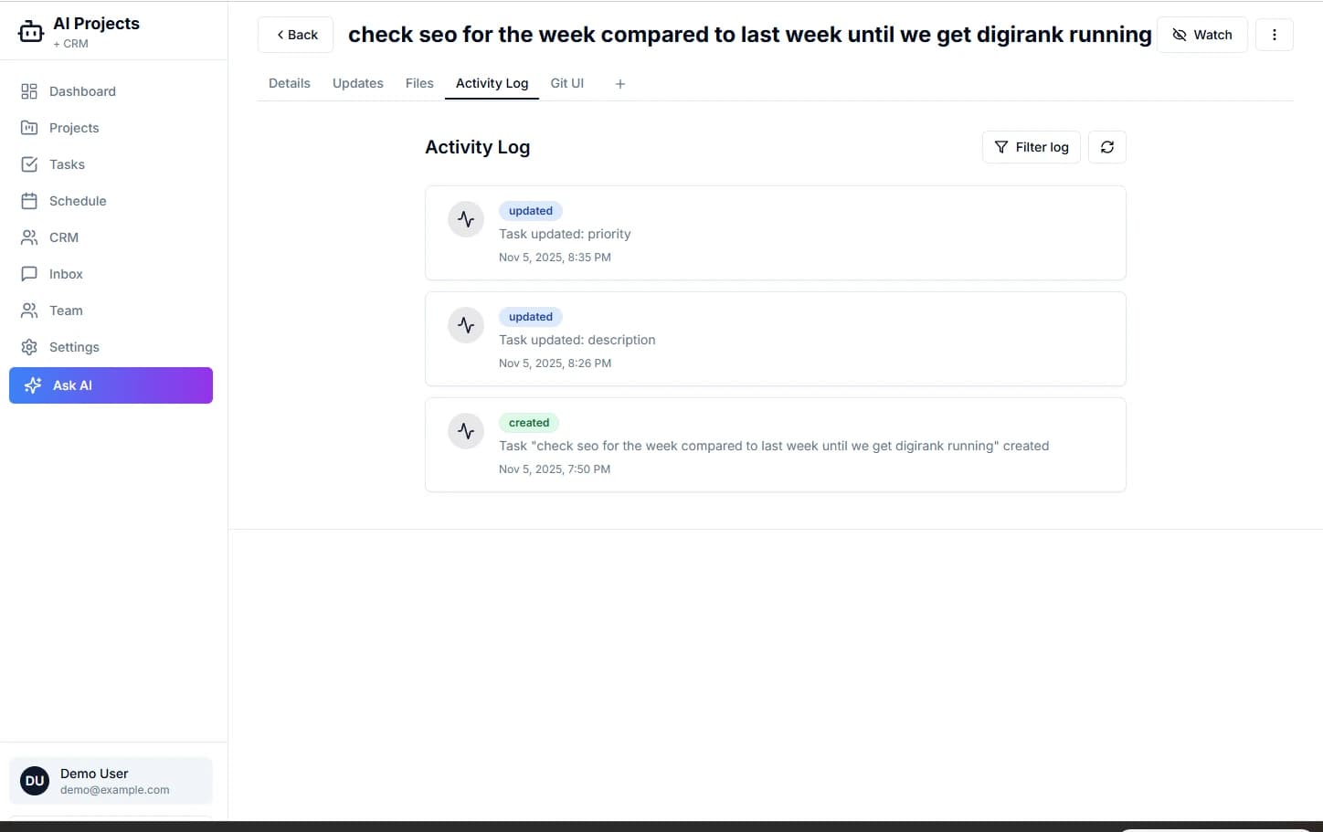 CRM Dashboard - Sales pipeline with accounts, contacts, and active deals